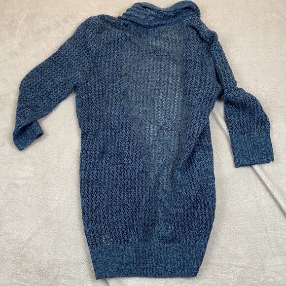 Notations Womens Cardigan Sweater Medium Open Knit Lightweight Blue Open Front - Picture 7 of 7